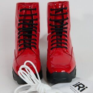 iRi Red Patent Leather Combat Boots - NWOT - Size 44
